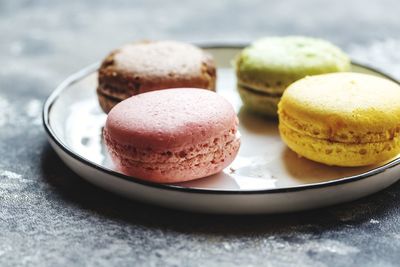 Close-up of cake in plate on table