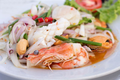 Close-up of seafood in plate