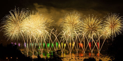 Firework display at night