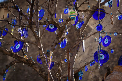 Low angle view of decoration hanging on tree