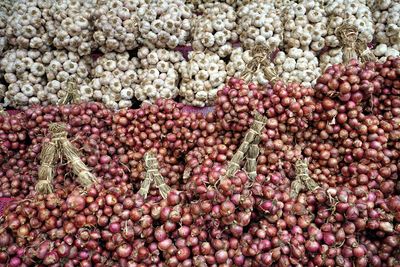High angle view of blackberries for sale at market