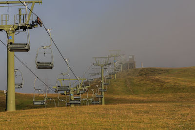 Ski resort chair lifts stopped in summer