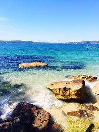 Scenic view of sea against clear sky