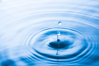 Close-up of drop falling in water