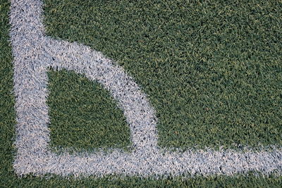 High angle view of soccer field