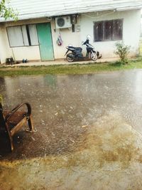 Wet motorcycle in water