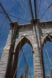 Low angle view of suspension bridge