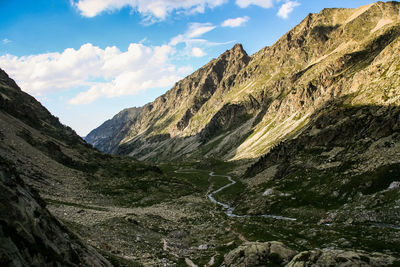 Scenic view of pyrenees against sky