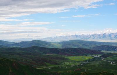 Scenic view of mountains against sky