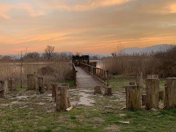 Scenic view of field against sky during sunset