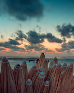 Panoramic view of sea against sky during sunset