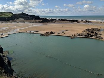 High angle view of beach against sky