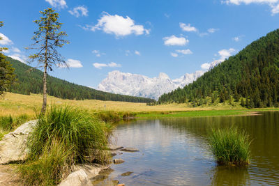 Scenic view of lake against sky