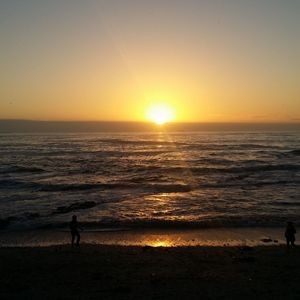 Scenic view of sea at sunset