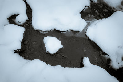 High angle view of snow covered landscape