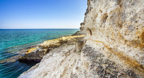 Scenic view of sea against clear sky