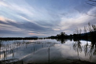 Scenic view of lake against sky