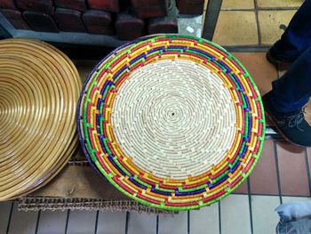 Low section of woman wearing hat