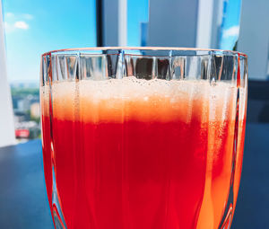 Close-up of beer in glass