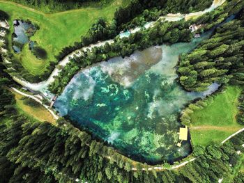 High angle view of swimming pool in lake