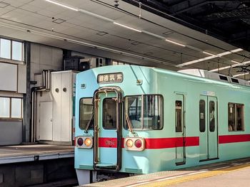 Train at railroad station platform