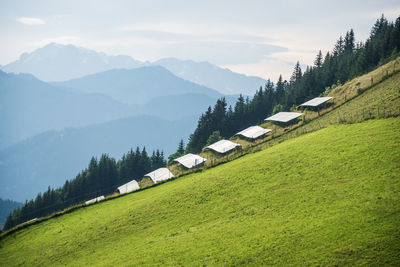 Panoramic view of landscape and mountains against sky