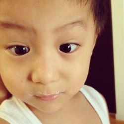 Close-up portrait of cute baby boy