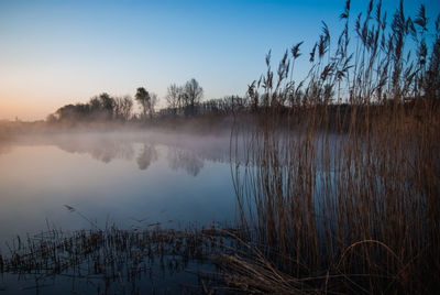 Scenic view of lake against sky