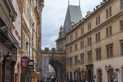 Low angle view of buildings in city