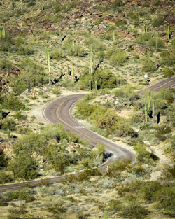 High angle view of road passing through landscape