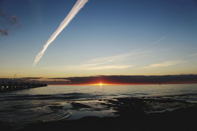 Scenic view of sea against sky at sunset