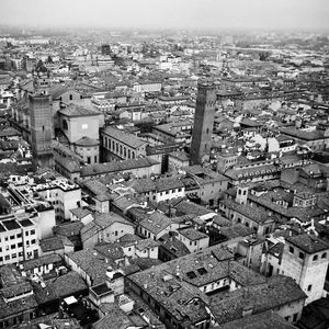 High angle shot of townscape against sky