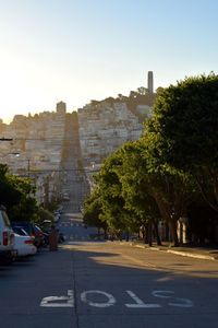 View of city street against clear sky