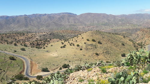 Scenic view of mountains against clear sky