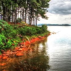 Scenic view of lake against sky