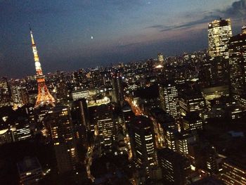 Illuminated city at night