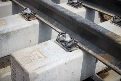 High angle view of old machinery