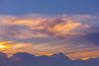 Low angle view of dramatic sky during sunset