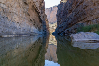 Reflection of mountain in water