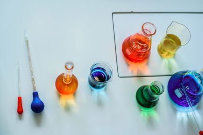 High angle view of candies on table