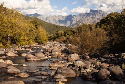 Scenic view of mountains against sky