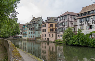 Idyllic waterside impression of strasbourg, a city at the alsace region in france