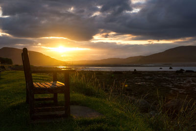 Scenic view of lake against cloudy sky