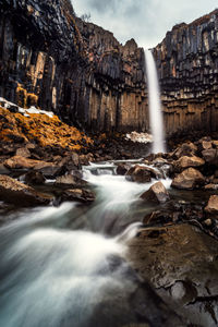 Scenic view of waterfall