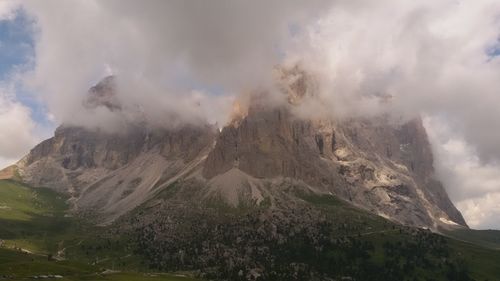 Panoramic view of landscape and mountains against sky