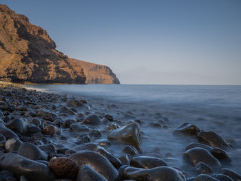 Scenic view of sea against clear sky