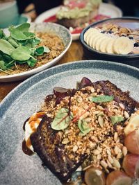 Close-up of dessert in plate on table