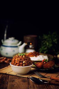 Close-up of food on table