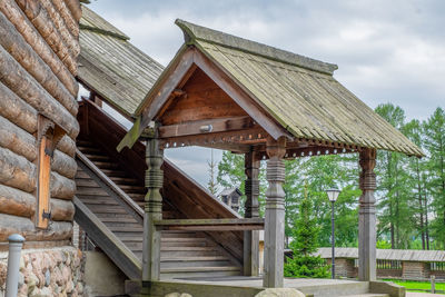 View of wooden house against sky