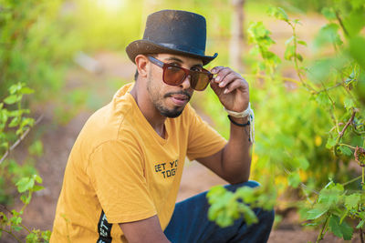 Young man wearing sunglasses